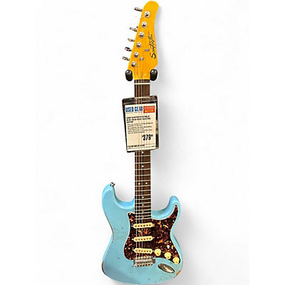 Used Sawtooth es relic Blue Solid Body Electric Guitar