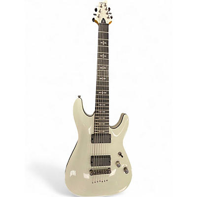 Used Schecter Demon-7 White Solid Body Electric Guitar