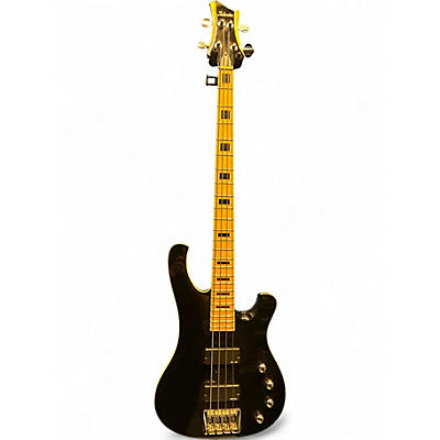 Used Schecter Guitar Research 004 Black and Gold Electric Bass Guitar