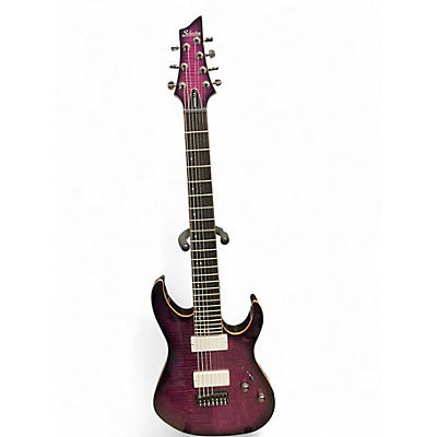 Used Schecter Guitar Research Banshee 7-A Trans Purple Solid Body Electric Guitar