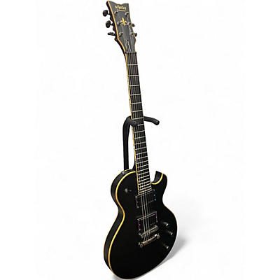 Used Schecter Guitar Research Blackjack ATX Solo 6 Black and Gold Solid Body Electric Guitar
