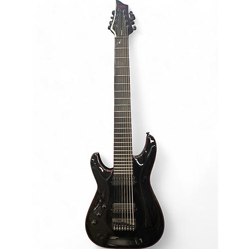 Used Schecter Guitar Research Blackjack V8 Left Handed Black Solid Body Electric Guitar Black