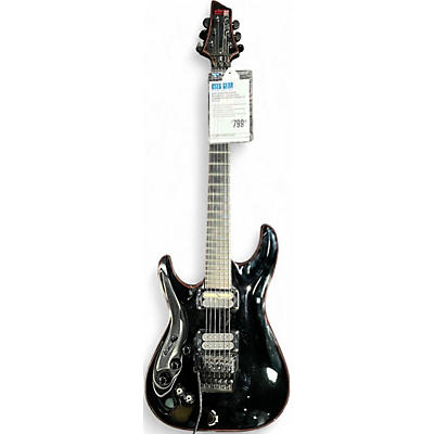 Used Schecter Guitar Research C-1 Blackjack Diamond Series Sustainiac FR Lefty Black w/Red Pinstripes Electric Guitar