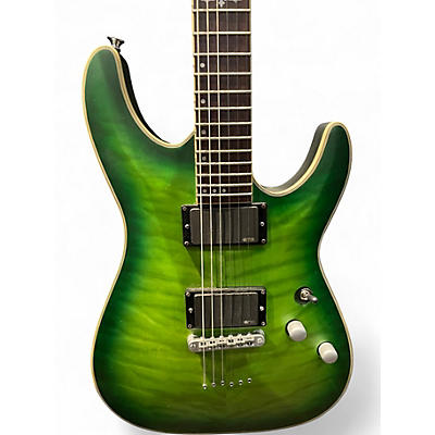 Used Schecter Guitar Research C-1 PLATINUM Matte Green Burst Solid Body Electric Guitar