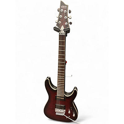 Used Schecter Guitar Research C-1 Platinum FR S Satin Crimson Red Burst Solid Body Electric Guitar