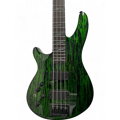 Used Schecter Guitar Research C-4 Silver Mountain Left Handed Toxic Venom Electric Bass Guitar