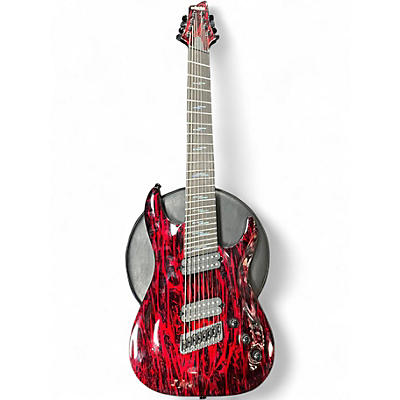 Used Schecter Guitar Research C-8 MULTI SCALE SILVER MOUNTAIN 8 STRING RED AND BLACK Solid Body Electric Guitar