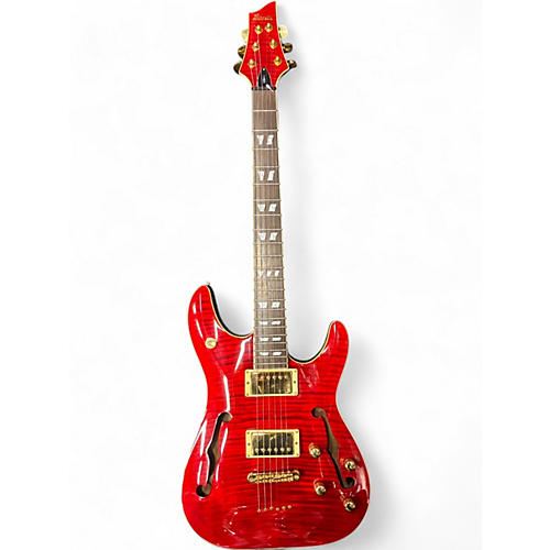 Used Schecter Guitar Research C/SH-12 Candy Apple Red Hollow Body Electric Guitar Candy Apple Red