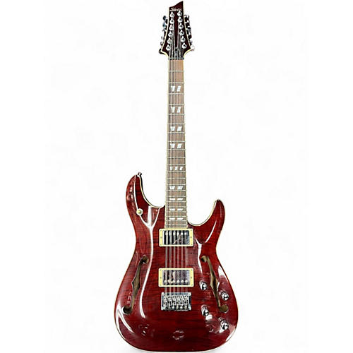 Used Schecter Guitar Research C/SH-12 Crimson Red Trans Hollow Body Electric Guitar Crimson Red Trans