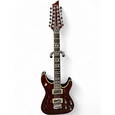 Used Schecter Guitar Research C/SH12 Trans Red Hollow Body Electric Guitar