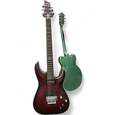 Used Schecter Guitar Research C1 Custom FR SATIN CRIMSON RED BURST Solid Body Electric Guitar