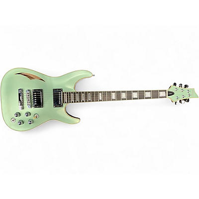 Used Schecter Guitar Research C1 E/A Metallic Green Hollow Body Electric Guitar