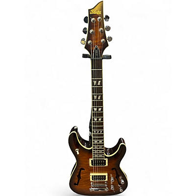 Used Schecter Guitar Research C1 E/A Tobacco Sunburst Hollow Body Electric Guitar