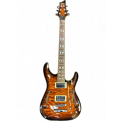 Used Schecter Guitar Research C1 E/A Trans Brown Hollow Body Electric Guitar