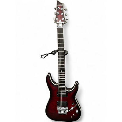 Used Schecter Guitar Research C1 F1 Platinum Crimson Red Burst Solid Body Electric Guitar