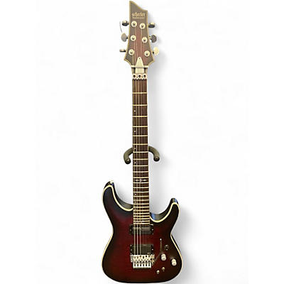 Used Schecter Guitar Research C1 -FR Platinum Crimson Red Burst Solid Body Electric Guitar