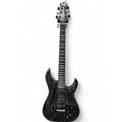 Used Schecter Guitar Research C1 FR-S Silver Mountain Black and White Solid Body Electric Guitar