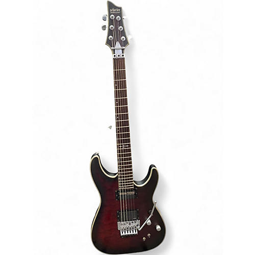 Used Schecter Guitar Research C1 Platinum FR Sustainiac Satin Crimson Red Burst Solid Body Electric Guitar Satin Crimson Red Burst