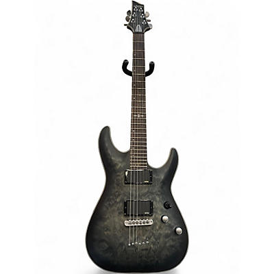 Used Schecter Guitar Research C1 Platinum See-Thru Black Satin Solid Body Electric Guitar