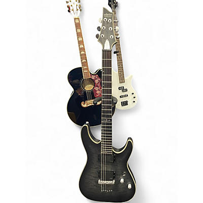 Used Schecter Guitar Research C1 Platinum Trans Black Solid Body Electric Guitar