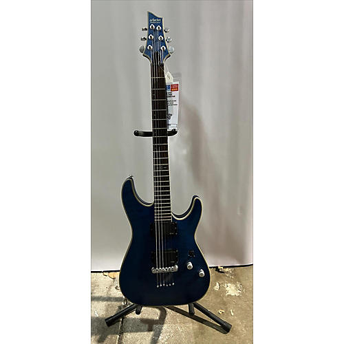 Schecter Guitar Research Used Schecter Guitar Research C1 Platinum Transparent Midnight Blue Solid Body Electric Guitar transparent midnight blue