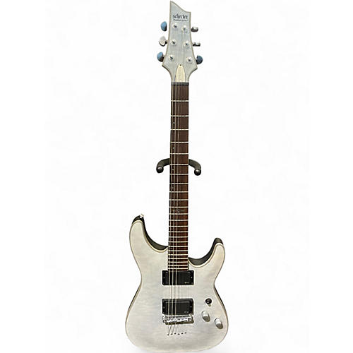 Used Schecter Guitar Research C1 Platinum Transparent White Satin Solid Body Electric Guitar Transparent White Satin