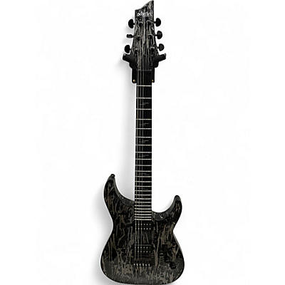 Used Schecter Guitar Research C1 SILVER MOUNTAIN Black and Silver Solid Body Electric Guitar