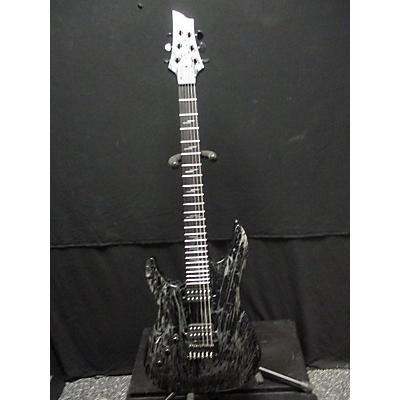 Used  Schecter Guitar Research C1 Silver Mountain Left Handed Black And Silver