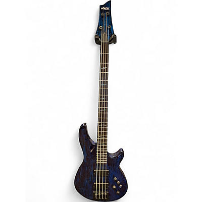 Used Schecter Guitar Research C4 4 String SILVER MOUNTAIN COBALT BLUE Electric Bass Guitar