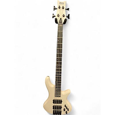 Used Schecter Guitar Research C4 4 String WHITE Electric Bass Guitar