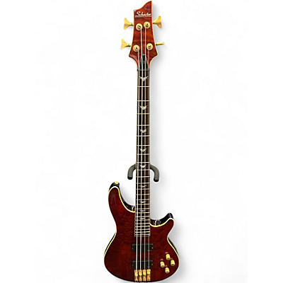 Used Schecter Guitar Research C4 4 String crimson Electric Bass Guitar