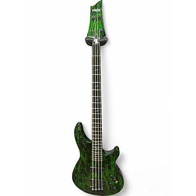 Used Schecter Guitar Research C4 SILVER MOUNTAIN TOXIC VENOM Electric Bass Guitar