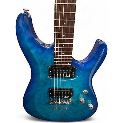 Used Schecter Guitar Research C6 Plus Ocean Blue Burst Solid Body Electric Guitar