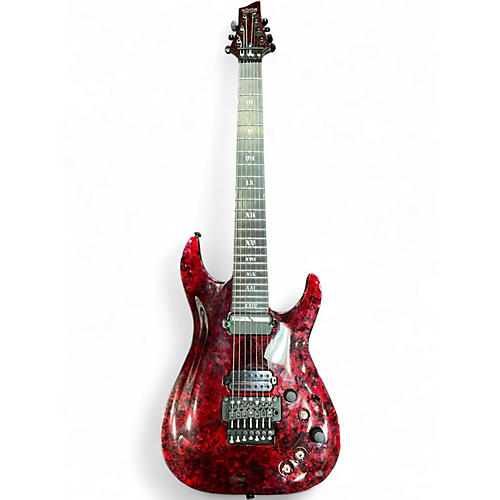 Used Schecter Guitar Research C7 APOCALYPSE Crimson Red Burst Solid Body Electric Guitar Crimson Red Burst