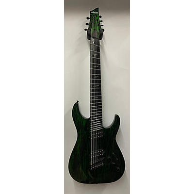 Schecter Guitar Research Used Schecter Guitar Research C7 Multiscale Silver Mountain 7Str Green Solid Body Electric Guitar