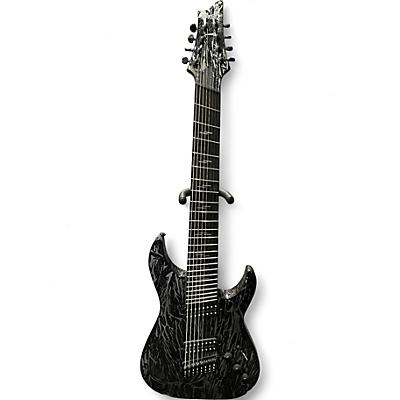 Used Schecter Guitar Research C8 Silver Mountain Multiscale Distressed black satin Solid Body Electric Guitar