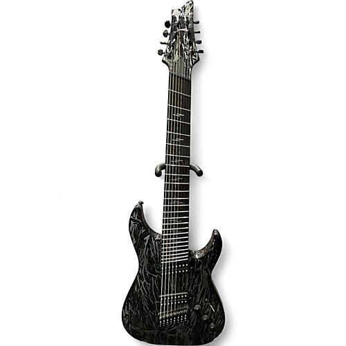 Used Schecter Guitar Research C8 Silver Mountain Multiscale Distressed black satin Solid Body Electric Guitar Distressed black satin