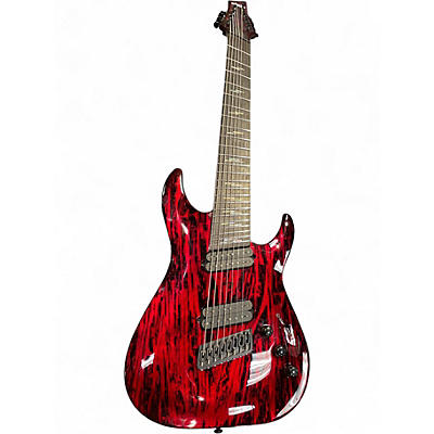Used Schecter Guitar Research C8 Silver Mountain Red Solid Body Electric Guitar