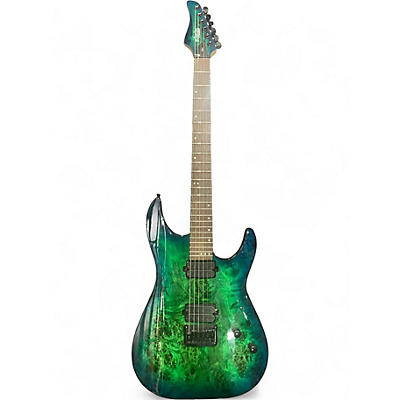 Used Schecter Guitar Research CR-6 BLUE AND GREEN Solid Body Electric Guitar