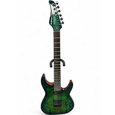 Used Schecter Guitar Research CR-6 BLUE GREEN BURL BURST Solid Body Electric Guitar