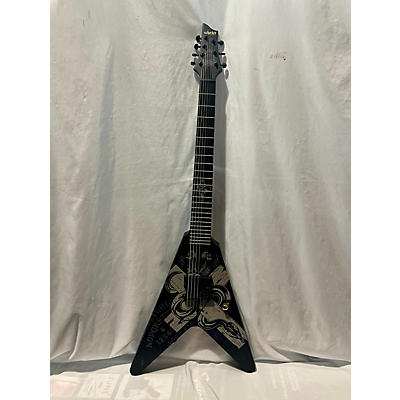 Schecter Guitar Research Used Schecter Guitar Research Chris Howorth V-7 Snake Cross Satin Black Solid Body Electric Guitar