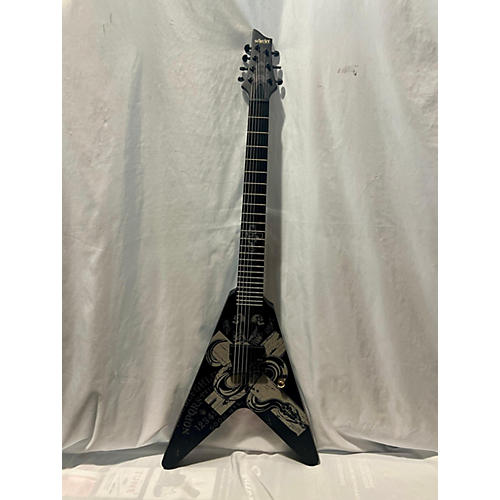 Schecter Guitar Research Used Schecter Guitar Research Chris Howorth V-7 Snake Cross Satin Black Solid Body Electric Guitar Satin Black