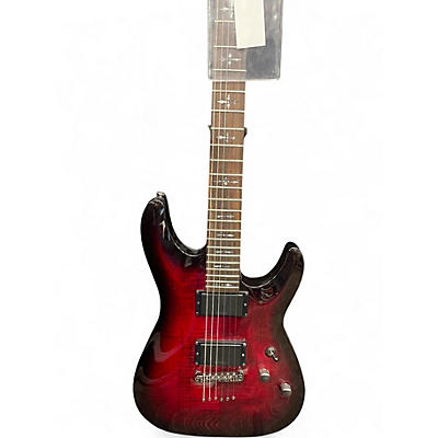 Used Schecter Guitar Research DENOM DIAMOND SERIES Crimson Red Burst Solid Body Electric Guitar