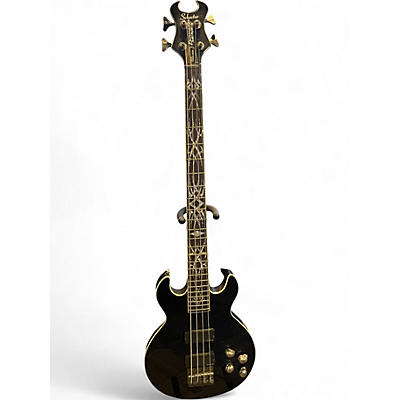 Used Schecter Guitar Research DEVIL TRIBAL  Black Electric Bass Guitar