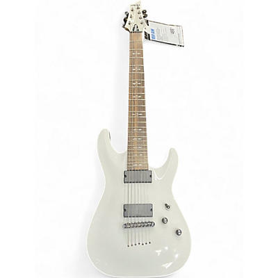 Used Schecter Guitar Research DIAMOND SERIES 7 STRING White Solid Body Electric Guitar