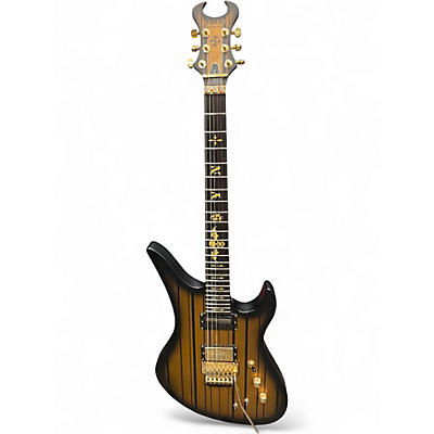Used Schecter Guitar Research DIAMOND SERIES COSTUM S Black and Gold Solid Body Electric Guitar