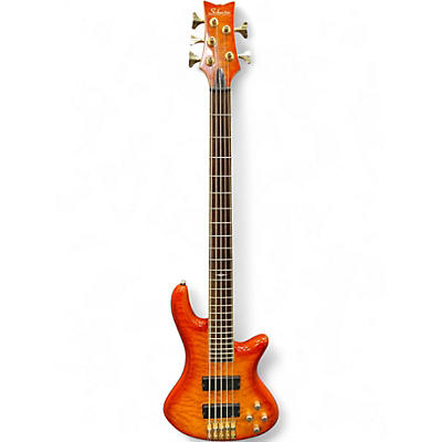 Used Schecter Guitar Research DIAMOND SERIES ELITE 5 Trans Orange Electric Bass Guitar