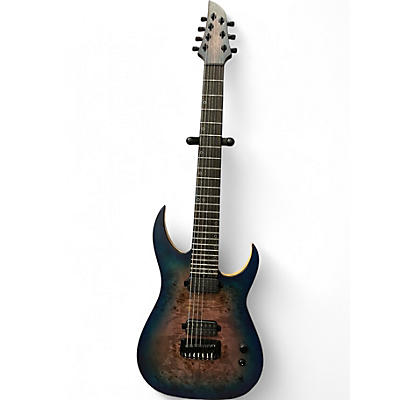 Used Schecter Guitar Research DIAMOND SERIES KM7-MKIII BLUE CRIMSON  Solid Body Electric Guitar