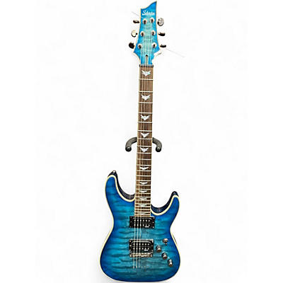 Used Schecter Guitar Research DIAMOND SERIES Trans Blue Solid Body Electric Guitar