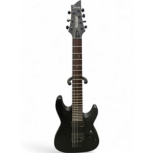 Used Schecter Guitar Research Damien 7 String Black Matte Solid Body Electric Guitar Black Matte